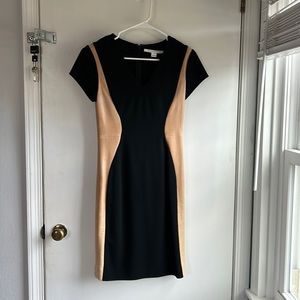 DIANE von Furstenberg Dayton Dress. Black with tan leather